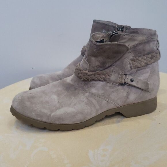 Teva Boot Womens 8.5 De La Vina Taupe Suede Ankle Braided Straps Waterproof - Picture 2 of 7